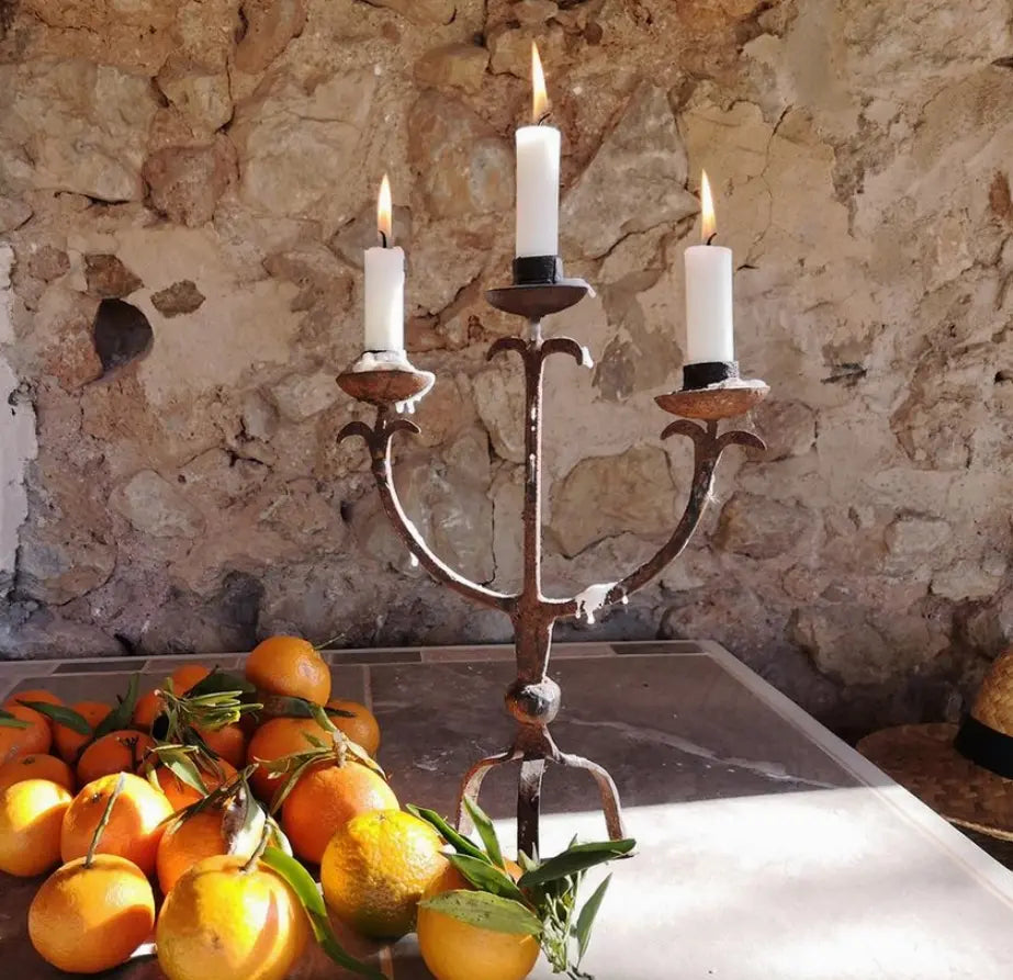 Iron Rusted Candelabra Candle Holders Calla Collective