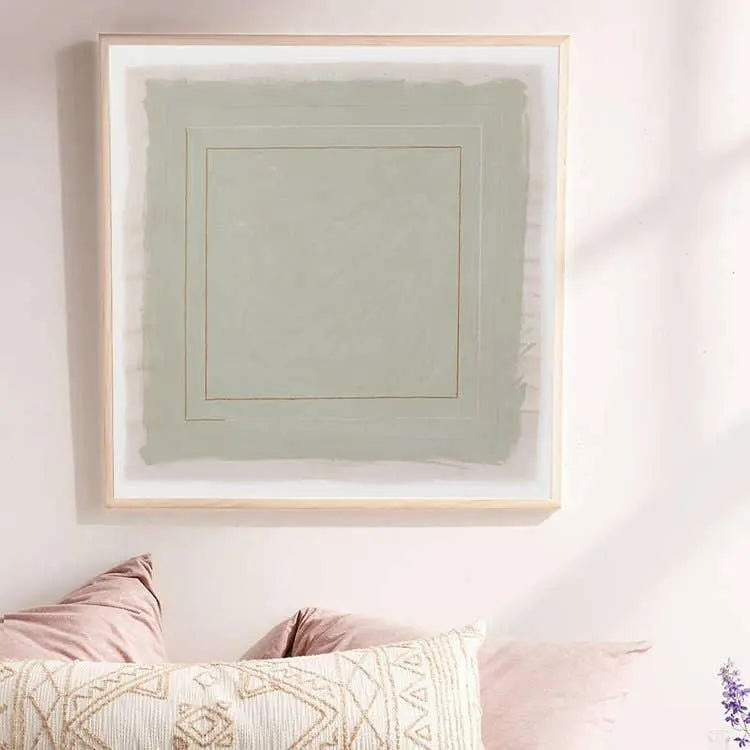 Pale Sage Squares Art Print, Calla Collective, art print, modern art, modern art print, pastel art, modern pastels, wall art, art above couch, framed art, framed art print, large wall art, large abstract art, sage green art, green art, 3D art, home decor, sage green aesthetic, spring 2022, home decor trends 2022, home decor store near me, nft art, art for sale, uttermost wall art