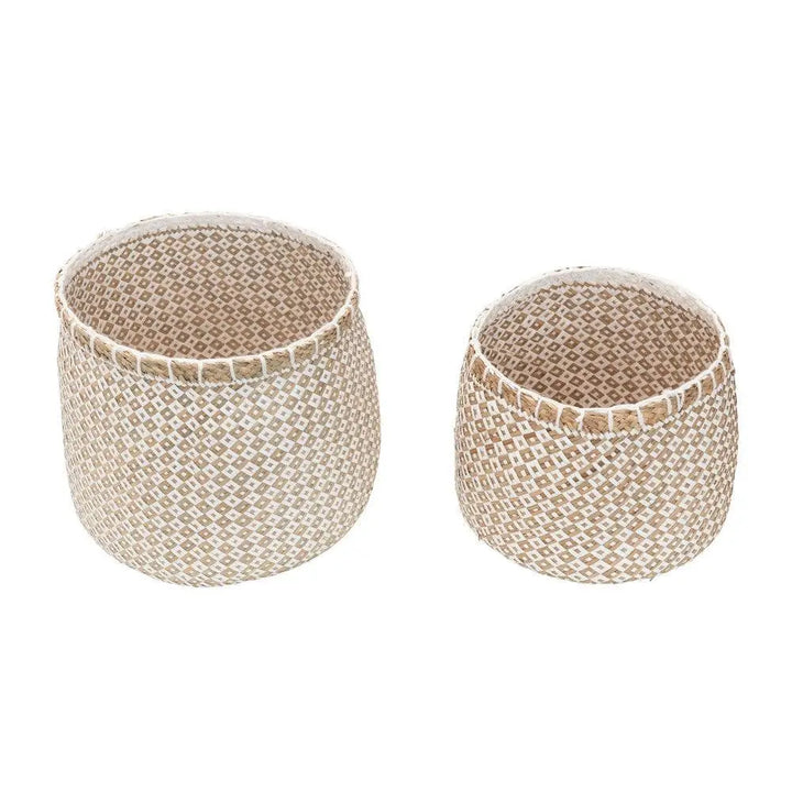Seagrass Storage Basket, Set of 2, Calla Collective, blanket storage basket, laundry basket storage, pottery barn, crate and barrel, toy storage basket, wicker storage basket, woven basket, wicker basket, toy storage, seagrass, boho, farmhouse, home decor trends 2022